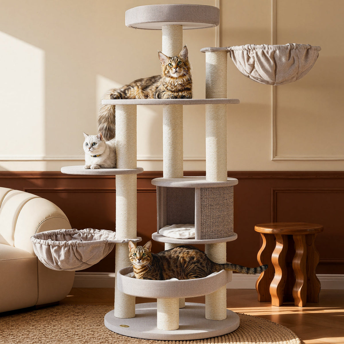 Heavy Duty Cat Tree for Large Cats - Beige — image 1