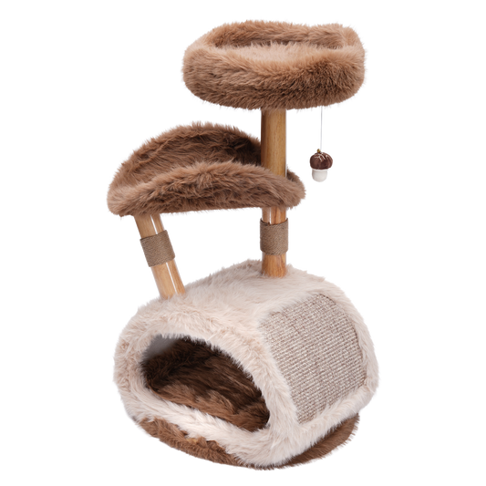 Natural Wood Cat Tree for Large Cats with Condo — image 1