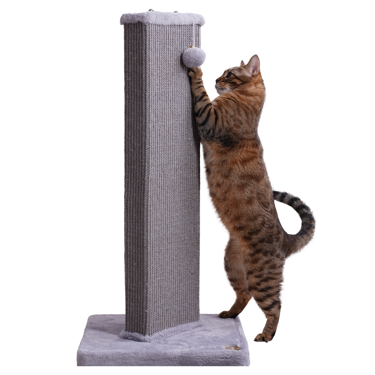 32.7-Inch Tall Sisal Cat Scratching Post - Gray 閳?image 2