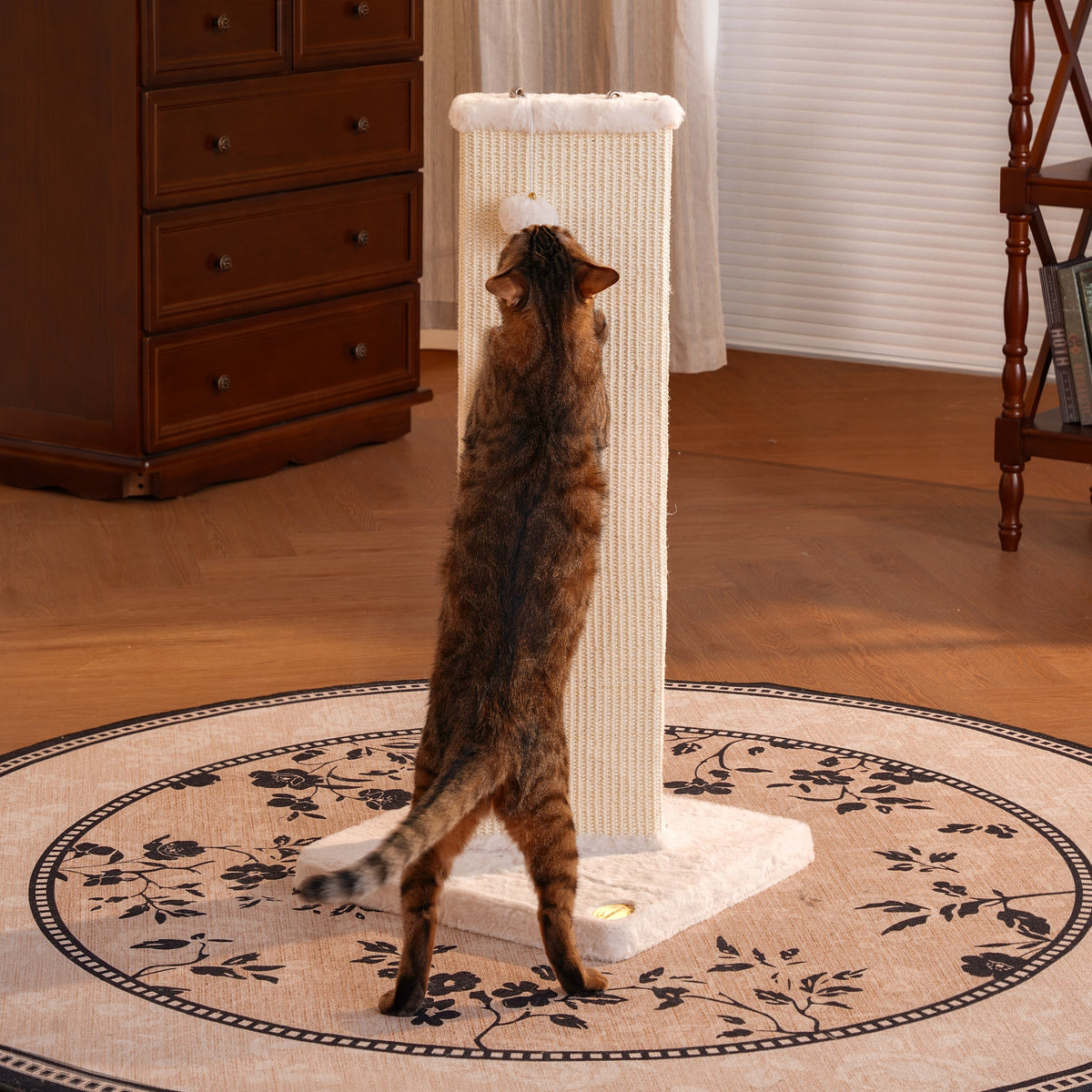32.7-Inch Tall Sisal Cat Scratching Post - Off-White — image 2