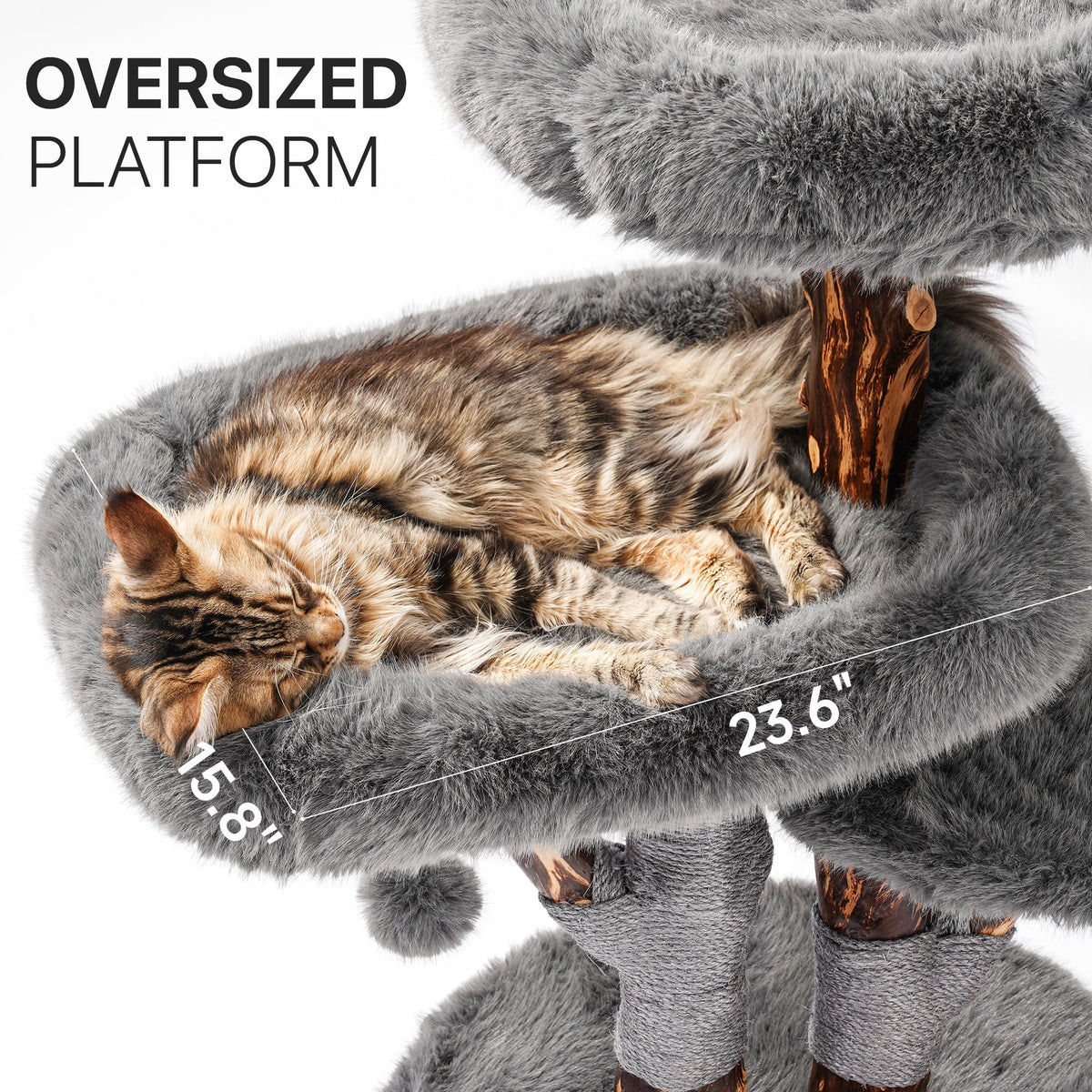 Natural Wood Cat Tree with Oversized Perches - Gray 閳?image 3
