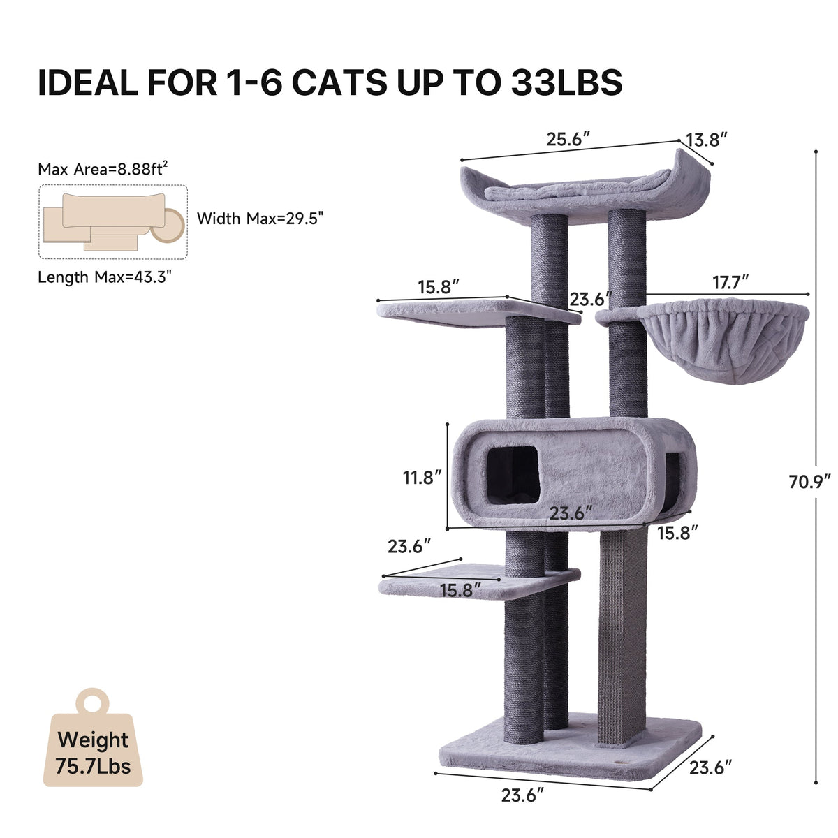 Large Cat Tree with Condo and Top Perch — image 3