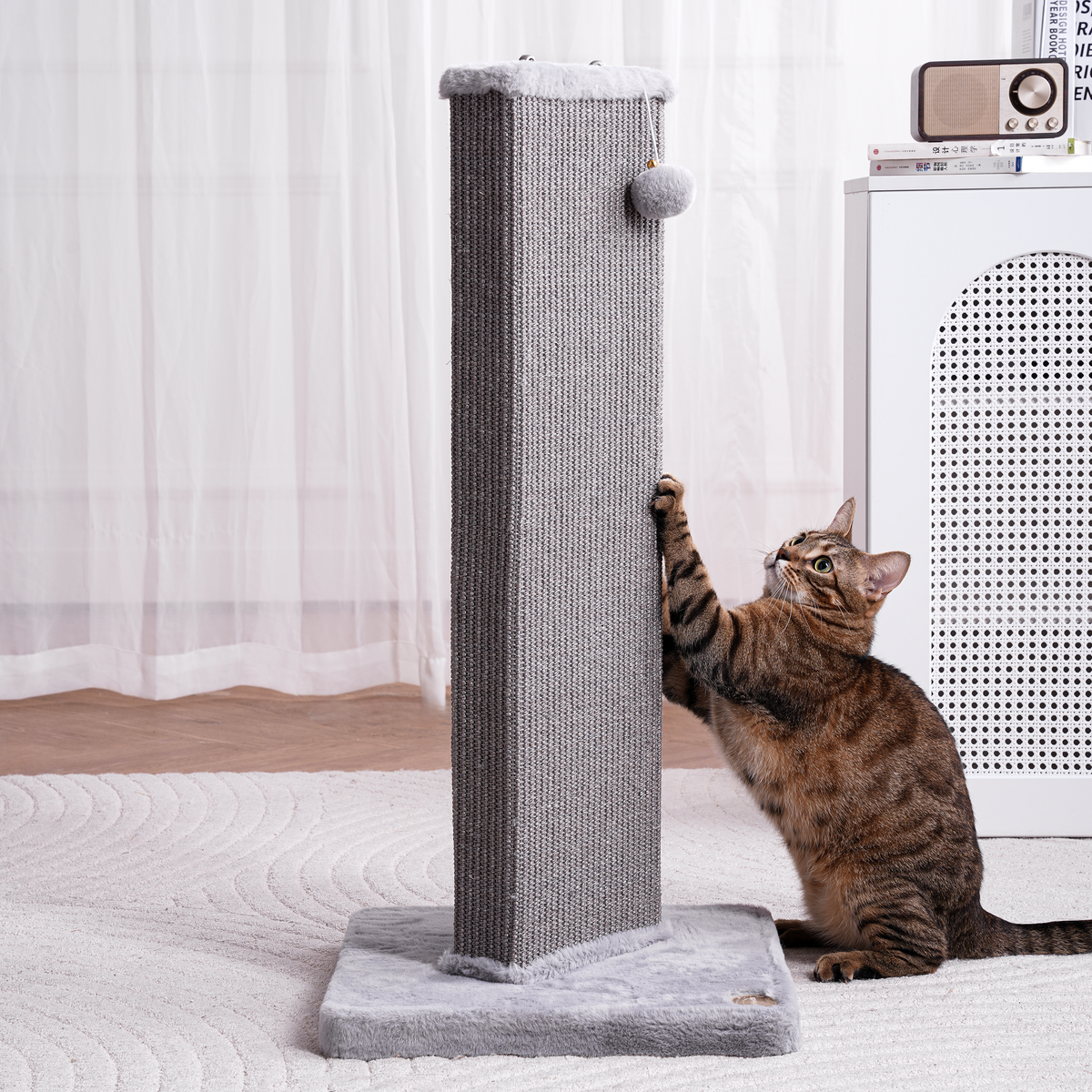 32.7-Inch Tall Sisal Cat Scratching Post - Gray 閳?image 3