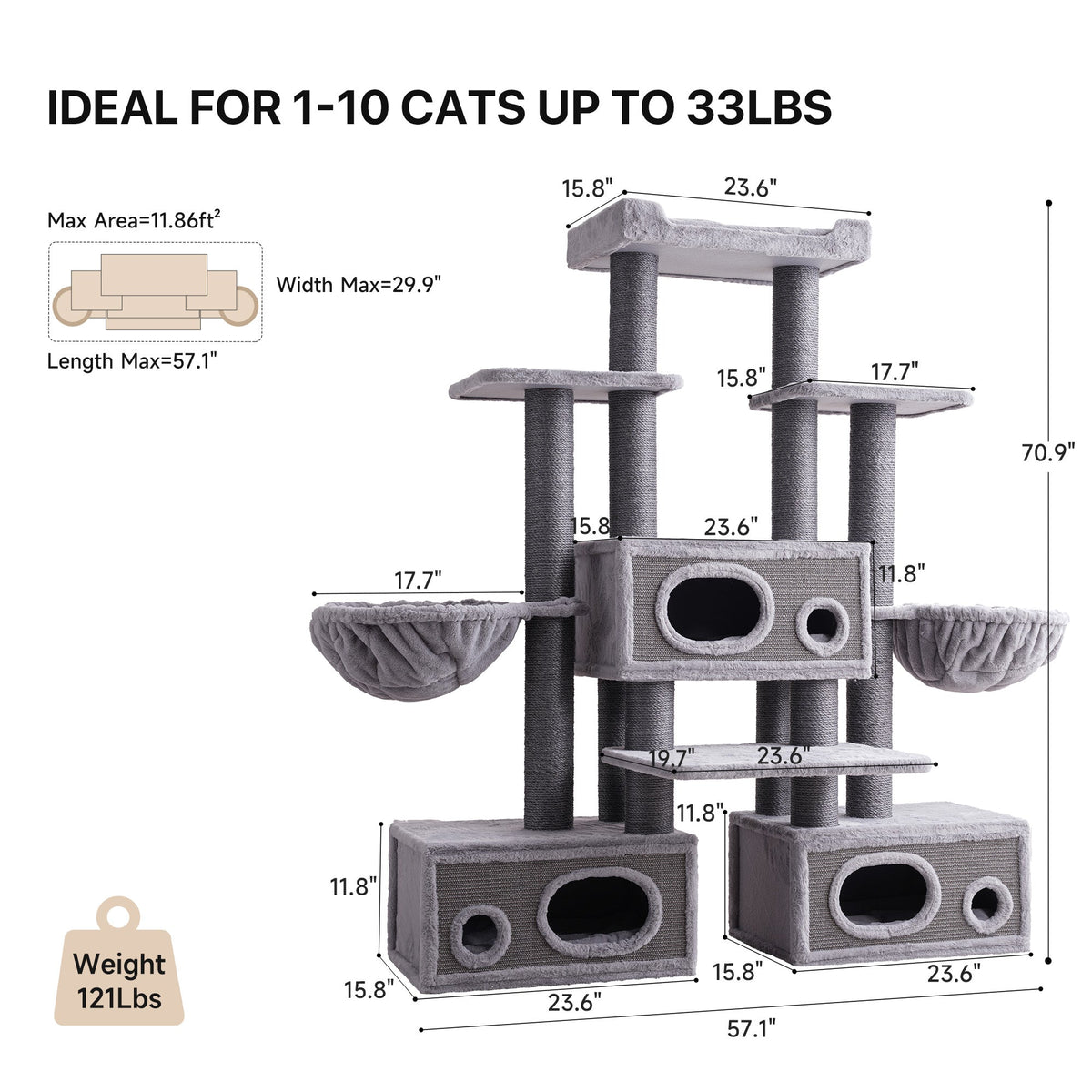 Extra Large Multi-Level Cat Tree for Multi-Cat Homes — image 4