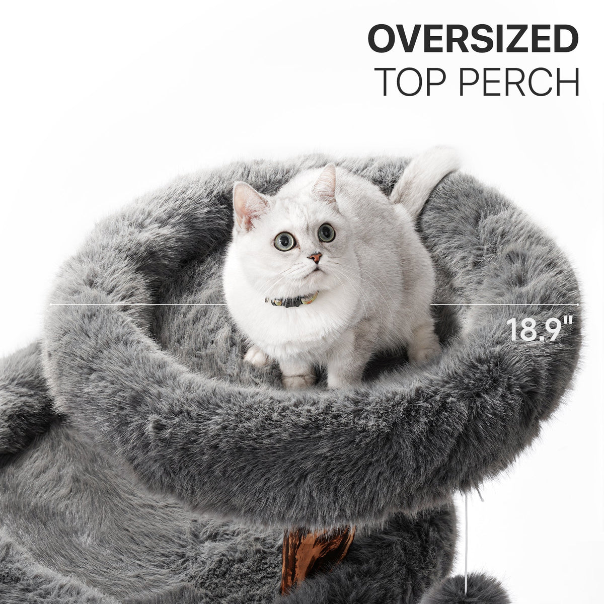 Natural Wood Cat Tree with Oversized Perches - Gray 閳?image 4