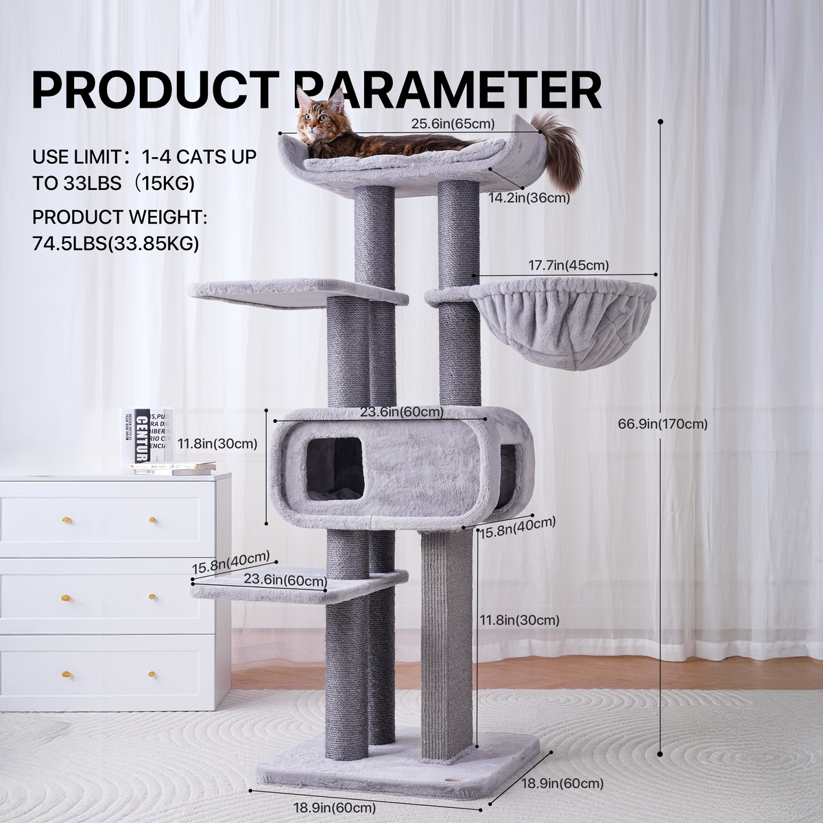 Large Cat Tree with Condo and Top Perch — image 4