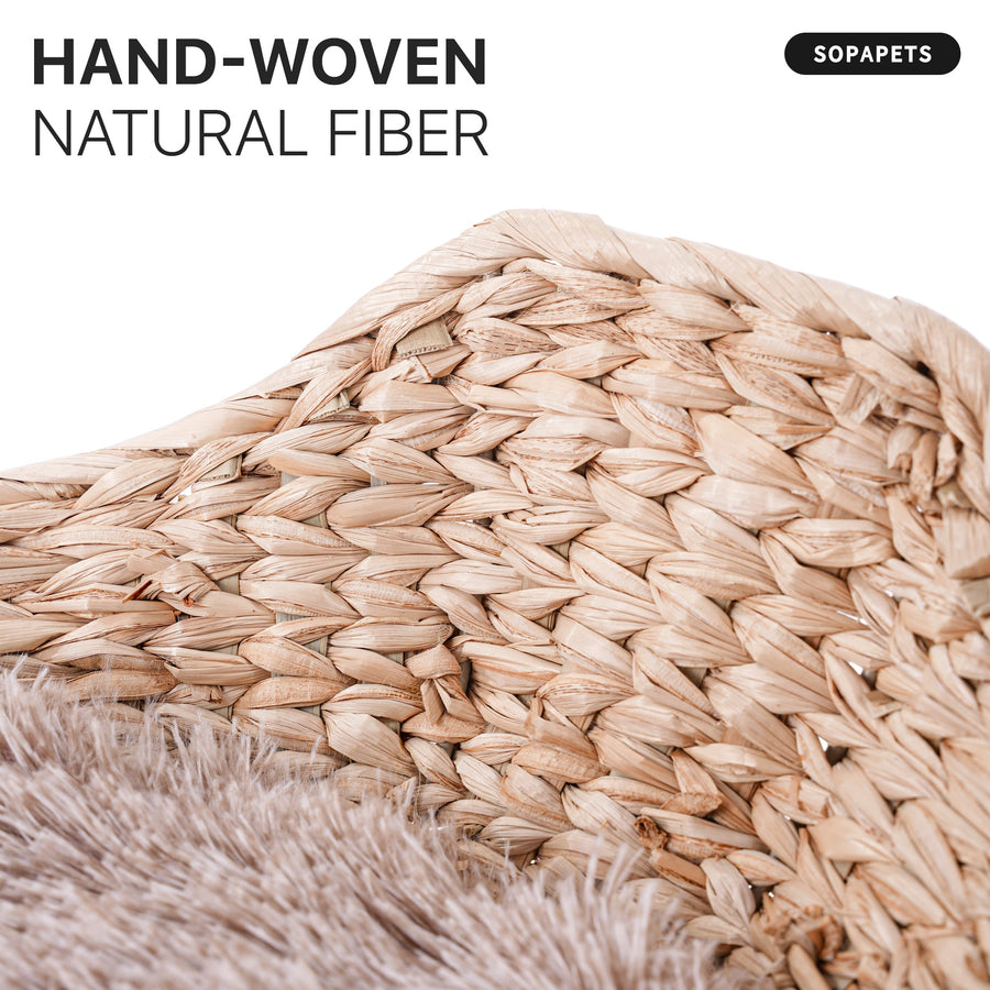 Close view of the hand-woven basket texture