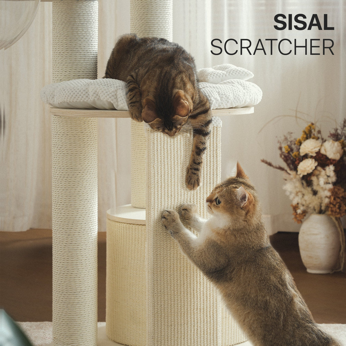 Modern Cat Tree with Clear Bowl and Condo - White — image 6