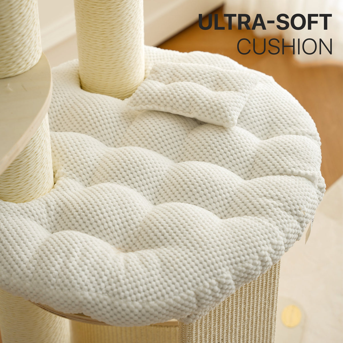 Modern Cat Tree with Clear Bowl and Condo - White — image 8