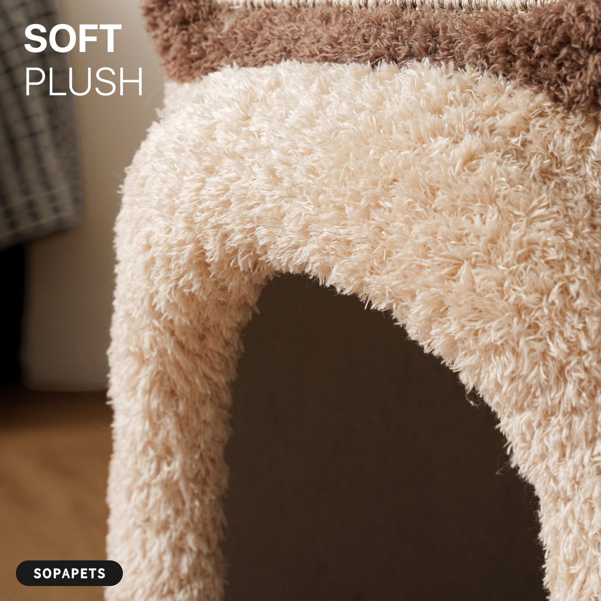 Natural Wood Cat Tree with Condo - Brown and Cream — image 9