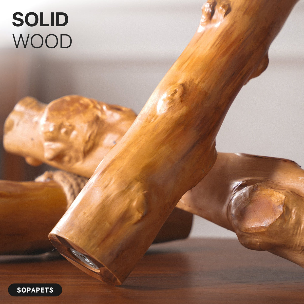 Natural Wood Cat Tree with Hammock, Condo and Cat Bed — image 9