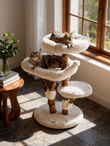 Natural Wood Cat Tree with Oversized Perches
